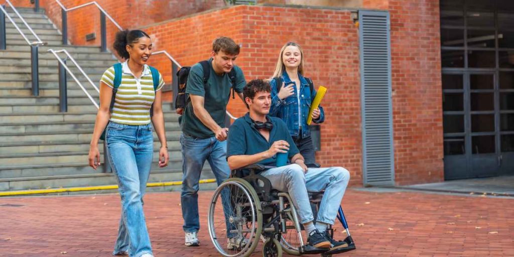 The student who is in a wheelchair is eligible for Disabled Students' Allowance.