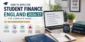 Student Finance England 2026/27 application guide showing key steps, deadlines, loans, and common mistakes to avoid.